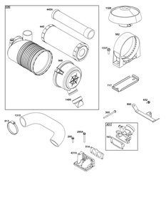 Air Cleaner Group Diagram and Parts List for 542477-0007-J1 400000 - 699999 Briggs and Stratton Engine